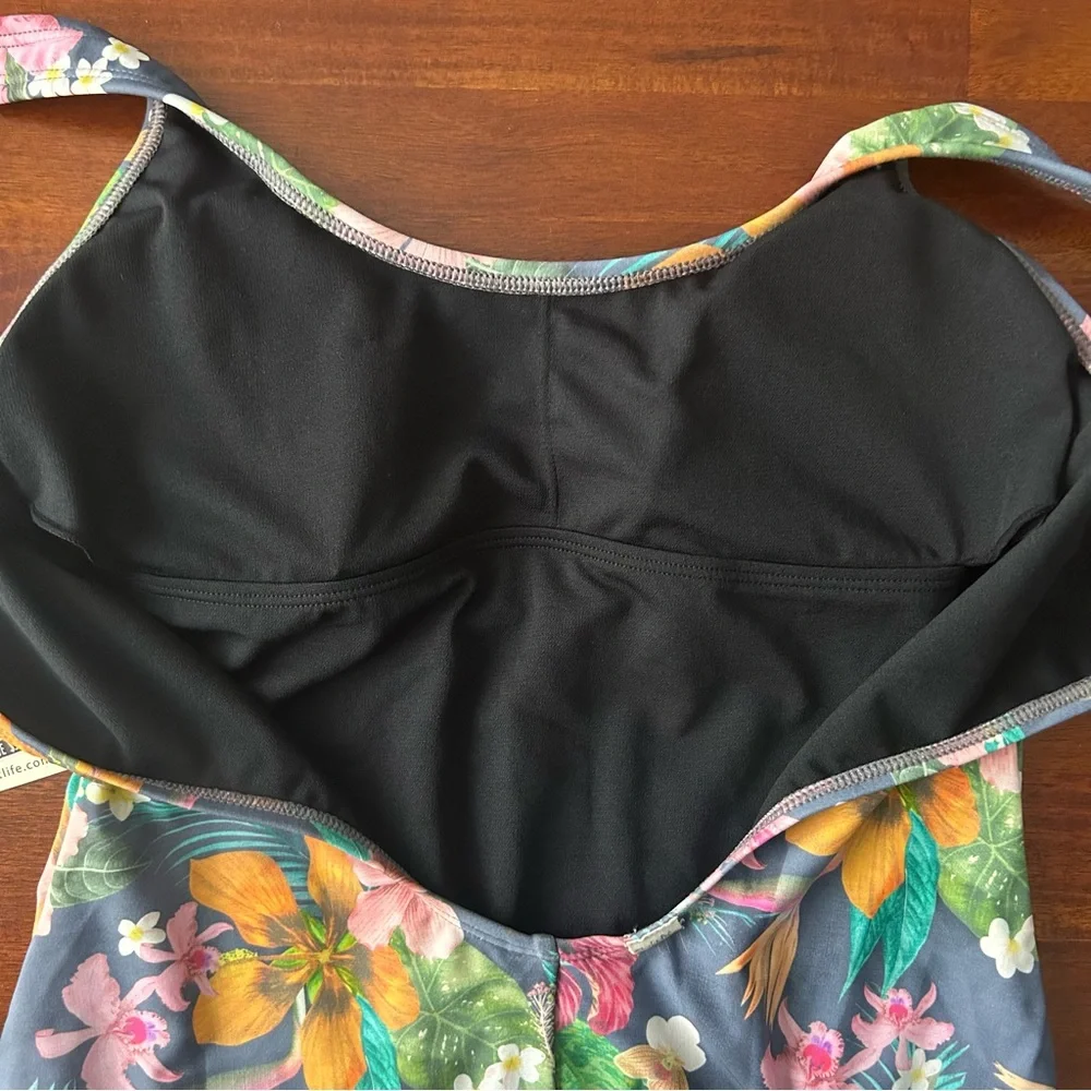 NEW Salt Life gray floral tropical scoop neck one piece‎ bathing suit
